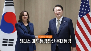 [사진구성] 해리스 미 부통령 만난 윤대통령 外