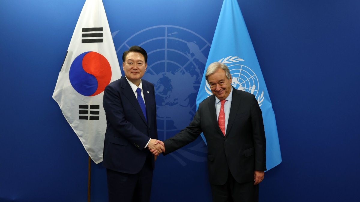 윤대통령, 유엔 사무총장 면담…"북한 도발 방지 지속 협력"