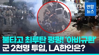 [영상] 전쟁터로 변한 LA 도심…불법이민 체포 작전에 군 2천명 투입