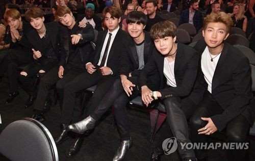 ２０１７年に「トップ・ソーシャル・アーティスト」を受賞したＢＴＳ（ビルボード・ミュージック・アワードのツイッターから）＝（聯合ニュース）≪転載・転用禁止≫
