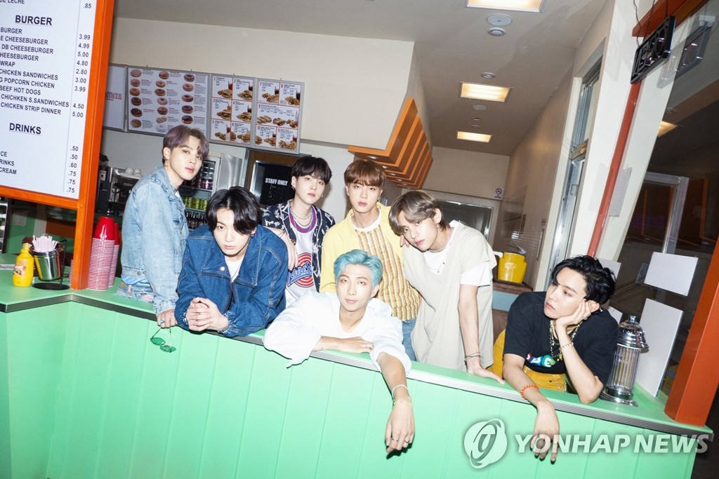 This photo, provided by Big Hit Entertainment, shows K-pop superstar BTS. (PHOTO NOT FOR SALE) (Yonhap)