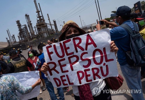 "렙솔은 나가라" 시위하는 페루 주민