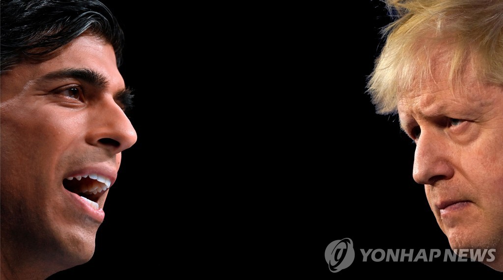 리시 수낵 전 재무장관과 보리스 존슨 전 총리