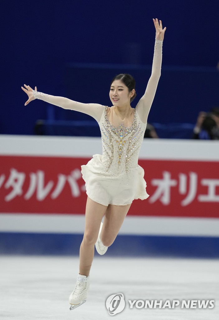 In this EPA photo, Lee Hae-in of South Korea performs during the women's singles free skate at the International Skating Union World Figure Skating Championships at Saitama Super Arena in Saitama, Japan, on March 24, 2023. (Yonhap)