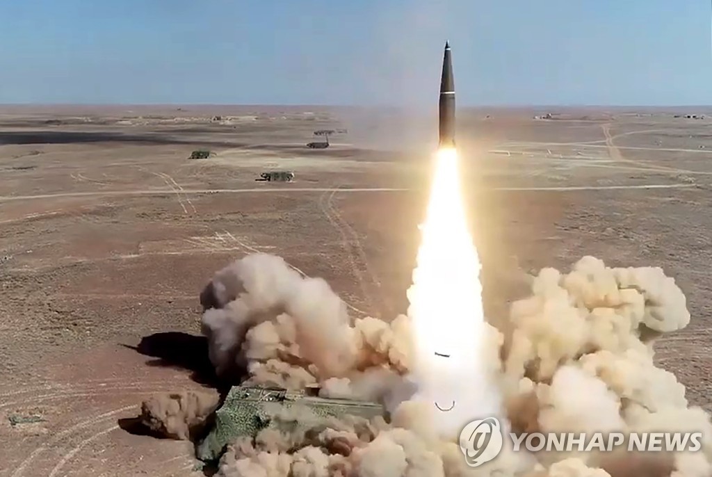 2019년 러시아 군사훈련 도중 발사되는 이스칸데르-M 미사일