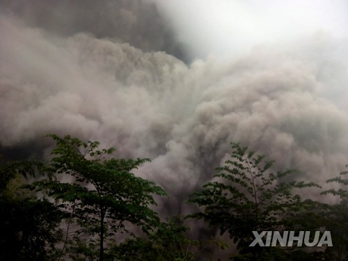  화산재에 잿빛 된 인도네시아 동자바섬