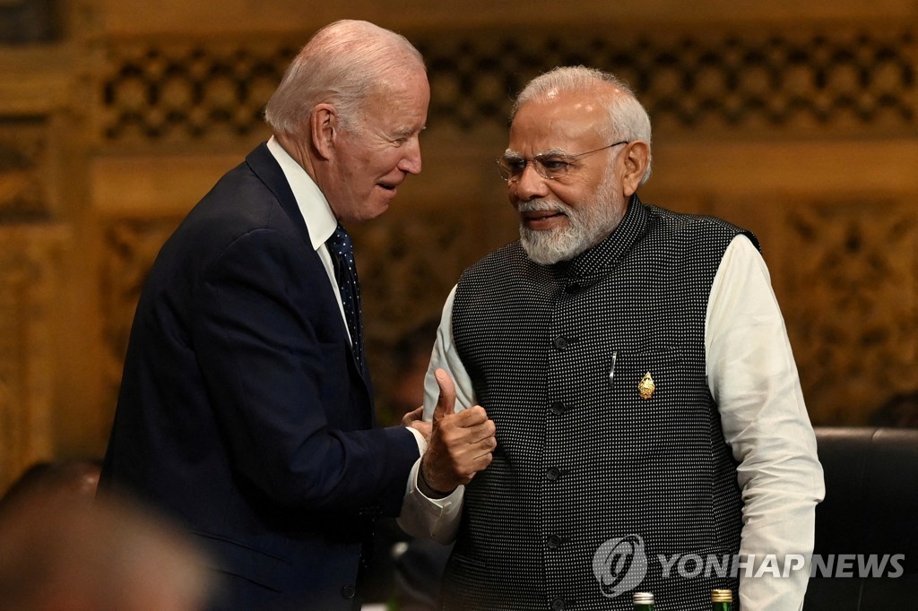 조 바이든 미국 대통령(왼쪽)과 나렌드라 모디 인도 총리