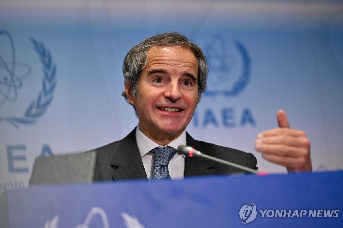 IAEA Director General Rafael Grossi speaks during a press conference on the opening day of the IAEA's quarterly Board of Governors meeting in Vienna, Austria on March 3, 2025 in this photo released by Reuters. (Yonhap)