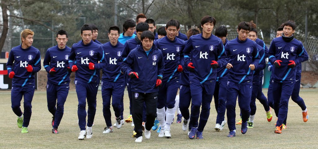 훈련중인 한국축구대표팀(자료사진)