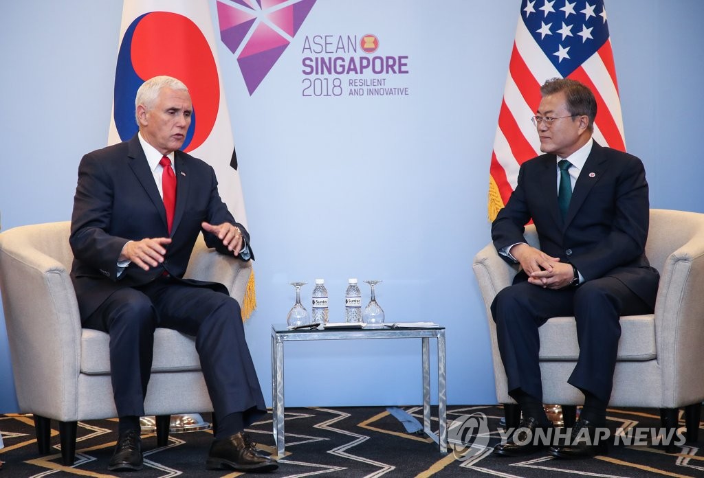 米副大統領「北朝鮮と緊密な意思疎通を」　文大統領との会談で要請