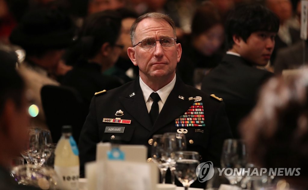 The file photo taken Dec. 5, 2019, shows United States Forces Korea Commander Gen. Robert Abrams at the Korea America Year End Friendship Night in downtown Seoul hosted by the Korea America Friendship Society. (Yonhap)