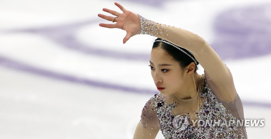 You Young of South Korea performs her short program in the ladies' singles at the Four Continents Figure Skating Championships at Mokdong Ice Rink in Seoul on Feb. 6, 2020. (Yonhap)