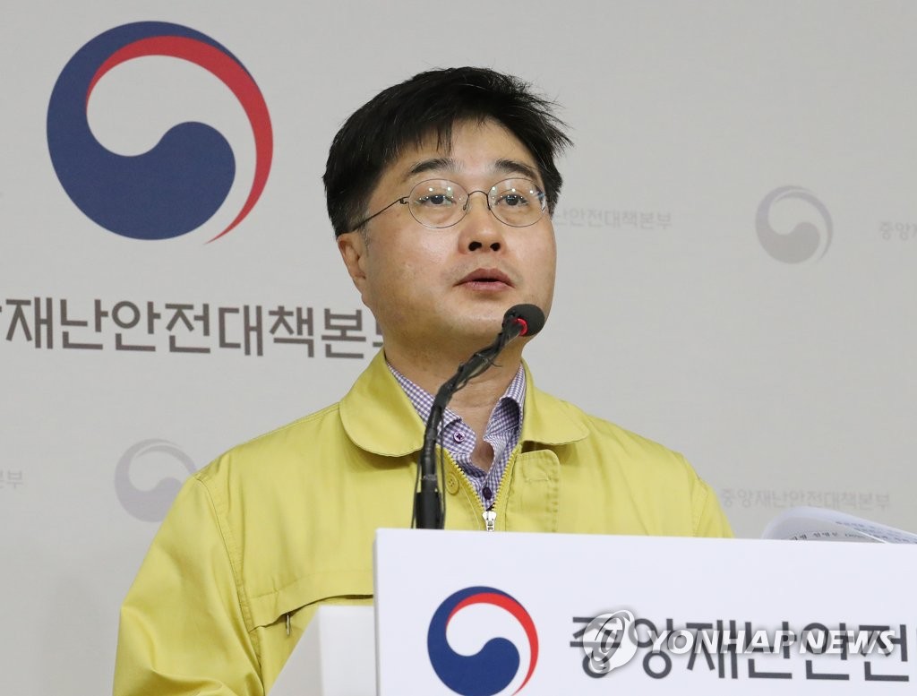 Yoon Tae-ho, director-general for public health policy at the Ministry of Health and Welfare, holds a media briefing at the government complex in Sejong City, an administrative hub 130 kilometers southeast of Seoul, on March 23, 2020. (Yonhap)