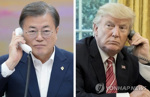 文大統領（左）とトランプ大統領（資料写真）＝（聯合ニュース）