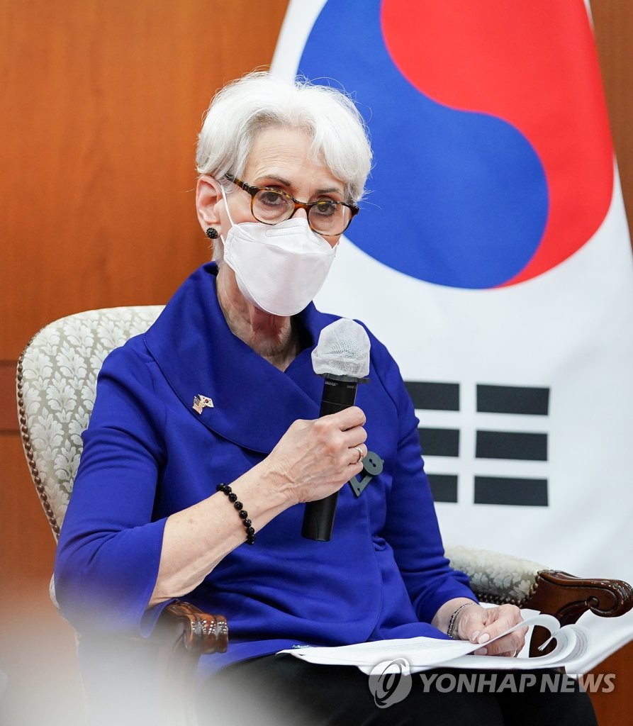 This file photo provided by the foreign ministry shows U.S. Deputy Secretary of State Wendy Sherman speaking at the ministry office complex in Seoul on July 23, 2021. (PHOTO NOT FOR SALE) (Yonhap)