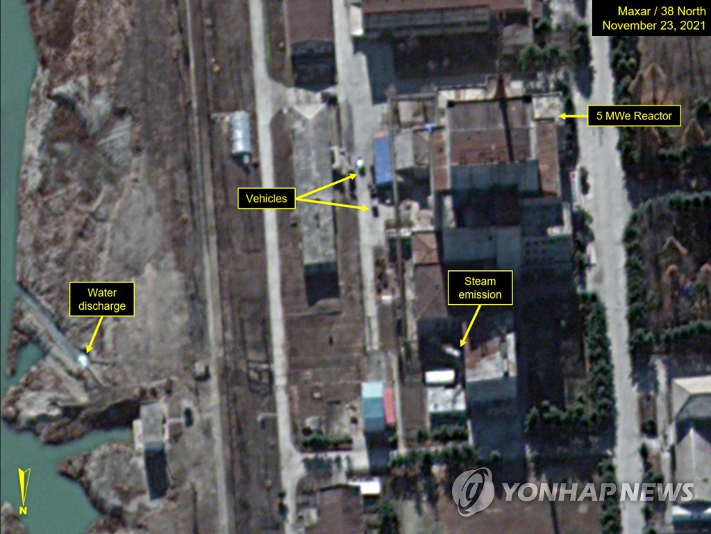 This satellite image, released by 38 North on Nov. 24, 2021, shows North Korea's Yongbyon nuclear complex, north of Pyongyang. (PHOTO NOT FOR SALE) (Yonhap)