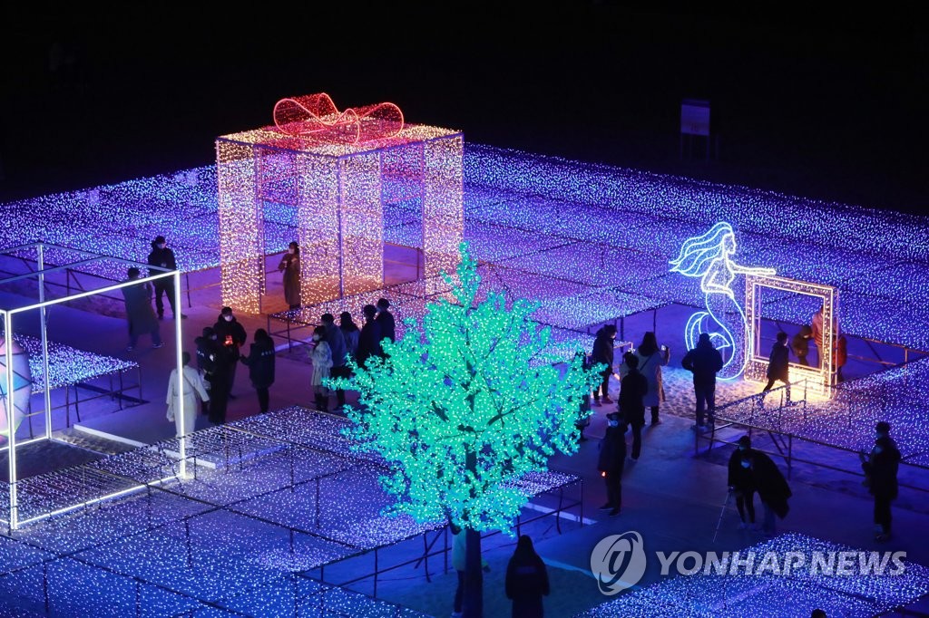 Light festival on the beach Yonhap News Agency