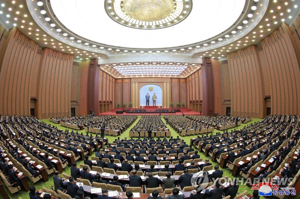 North Korea convenes the sixth session of the 14th Supreme People's Assembly in Pyongyang, in this photo released by the North's official Korean Central News Agency (KCNA) on Feb. 8, 2022. The KCNA said the two-day meeting wrapped up the previous day. (For Use Only in the Republic of Korea. No Redistribution) (Yonhap)