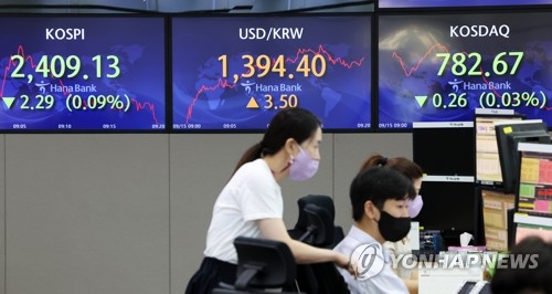 韓国総合株価指数が続落　０．４％安