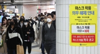 마스크 착용하고 지하철 이용하는 시민들