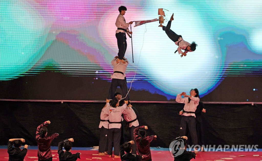 세계태권도연맹 시범단 태권도 격파 시범