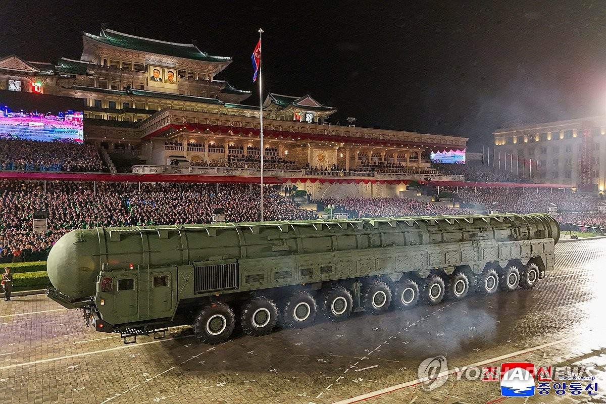 (News Focus) N. Korea flaunts missile strength with Hwasong-20 ICBM